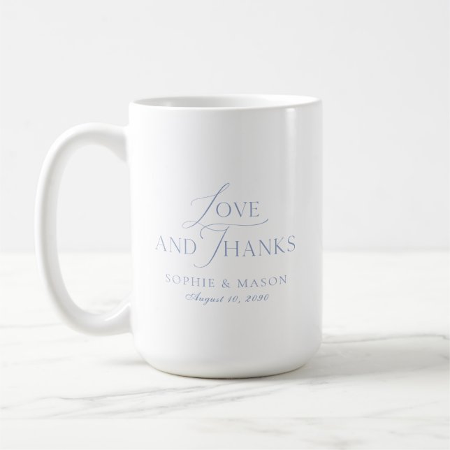 Café Caneca de Casamento Amor e Gratidão Azul Desbotado (Esquerda)