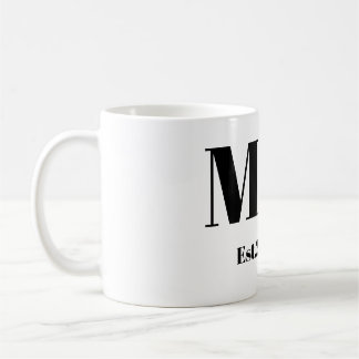 Café Caneca de casamento com monograma cursivo elegante
