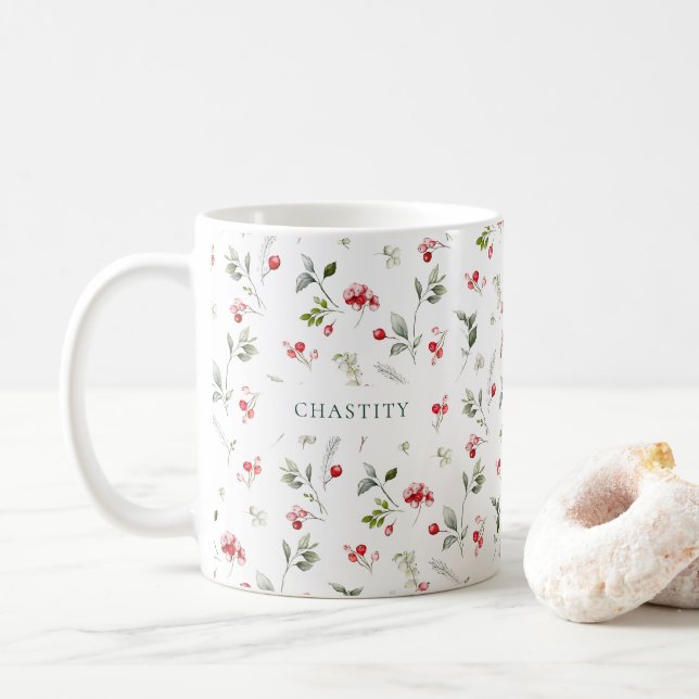 Café Caneca de Casamento de Natal com Buquê de Berry Ve (Com Donut)
