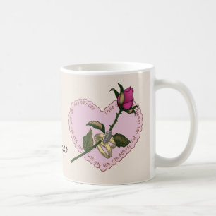 Café Caneca de casamento Heart Rings Rose