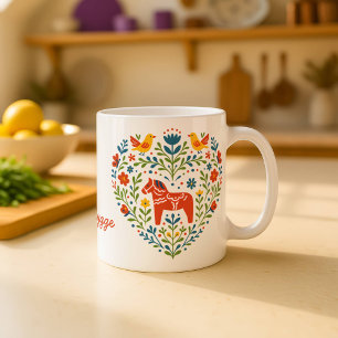 Café Caneca de Cavalinho Dala de Arte Popular Nórdica
