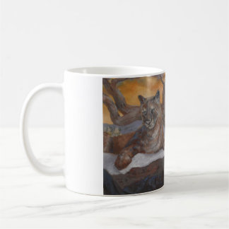 Café Caneca de Cena de Inverno do Cougar da Montanha