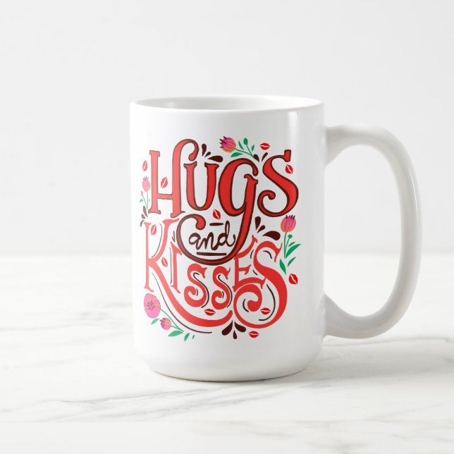 Café Caneca de Cerâmica Abraços e Beijos — Floral  (Direita)