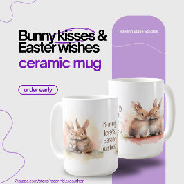 Café Caneca de Cerâmica Beijos de Coelho de Páscoa em A