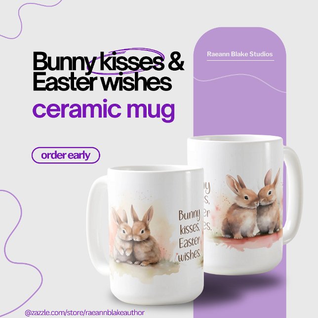 Café Caneca de Cerâmica Beijos de Coelho de Páscoa em A (Criador carregado)