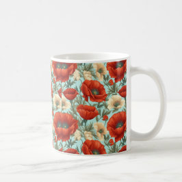 Café Caneca de Cerâmica Clássica Papoula & Flor Silvest