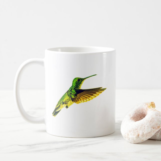 Café Caneca de cerâmica com desenho de beija-flor (Com Donut)