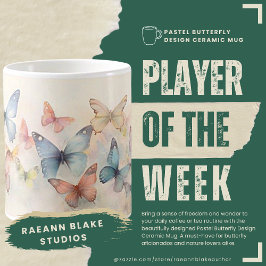 Café Caneca de Cerâmica com Design de Borboleta Pastel