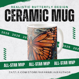 Café Caneca de Cerâmica com Design de Borboleta Realist