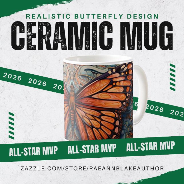 Café Caneca de Cerâmica com Design de Borboleta Realist (Criador carregado)