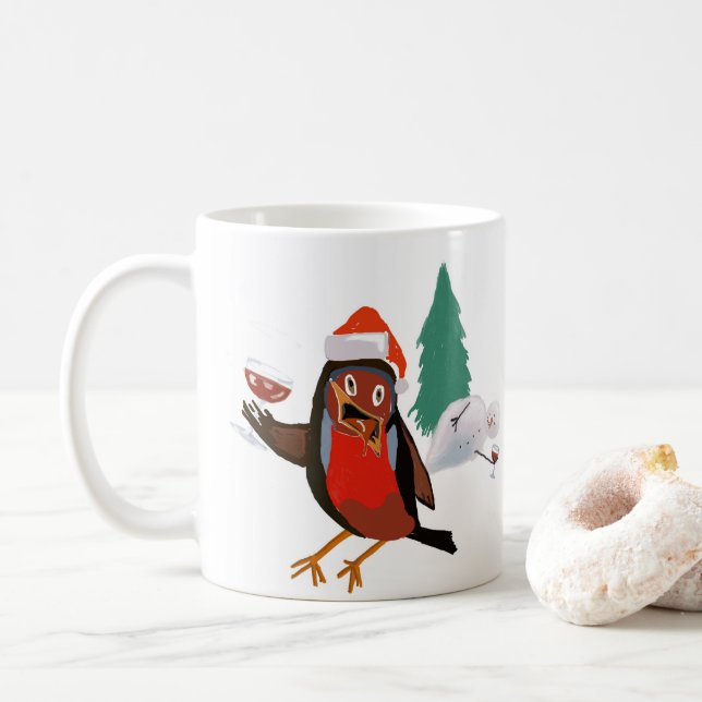Café Caneca de cerâmica com design de Robin de Alegria  (Com Donut)