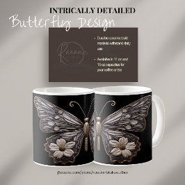 Café Caneca de Cerâmica com Design Detalhado de Borbole