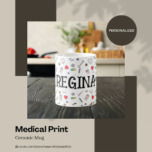 Café Caneca de Cerâmica com Impressão Médica Personaliz