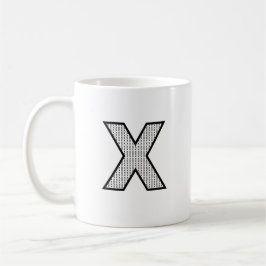 Café Caneca de Cerâmica com Letra X Personalizada Monog