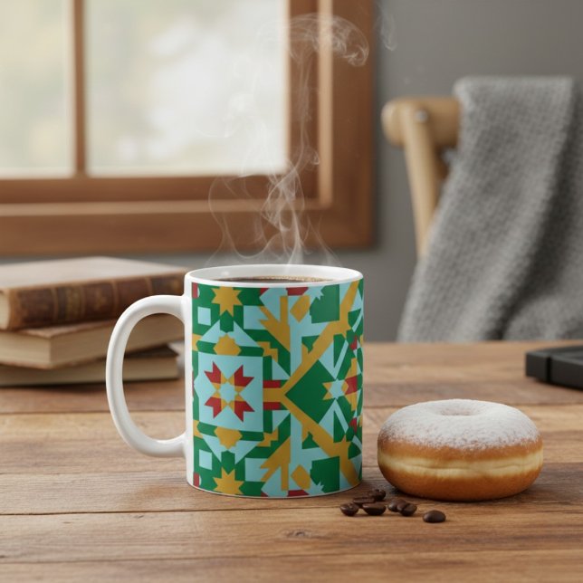 Café Caneca de Cerâmica com Padrão Geométrico Moderno e (Criador carregado)