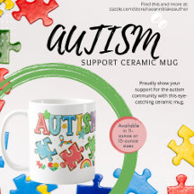 Caneca de Cerâmica de Apoio ao Autismo