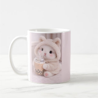 Café Caneca de Cerâmica de Coelho Fofo com Chá de Boba