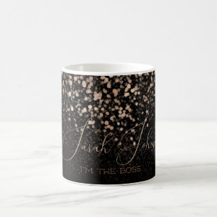 Café Caneca de Cerâmica Eu Sou o Chefe Preto e Dourado