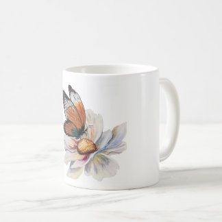 Café Caneca de Cerâmica Floral Borboleta Aquarela Vinta