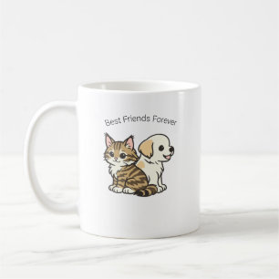 Café Caneca de Cerâmica Gato e Cachorro Amigos de Desen