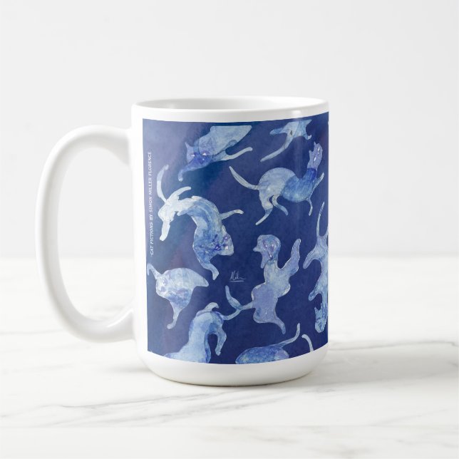 Café Caneca de Cerâmica Gatos Celestiais Ming Azul Prof (Esquerda)