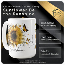 Caneca de Cerâmica Girassol Personalizado Seja o B