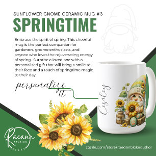Café Caneca de Cerâmica Gnome Girassol de Primavera #3