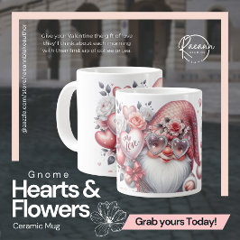 Café Caneca de Cerâmica Gnomo Corações e Flores