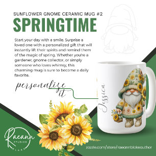 Café Caneca de Cerâmica Gnomo do Girassol da Primavera