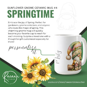 Café Caneca de Cerâmica Gnomo Girassol de Primavera #4