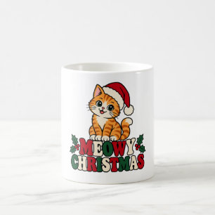 Café Caneca de Cerâmica Meowy Natal Gato Fofo