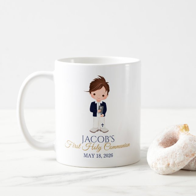 Café Caneca de Cerâmica Minimalista Primeira Comunhão M (Com Donut)