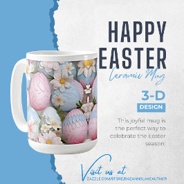 Café Caneca de Cerâmica Ovos de Páscoa Feliz 3-D