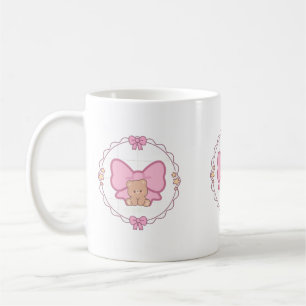 Café Caneca de Cerâmica Urso Teddy Fita Rosa - Kawa