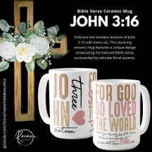 Caneca de Cerâmica Versículo Bíblico João 3:16