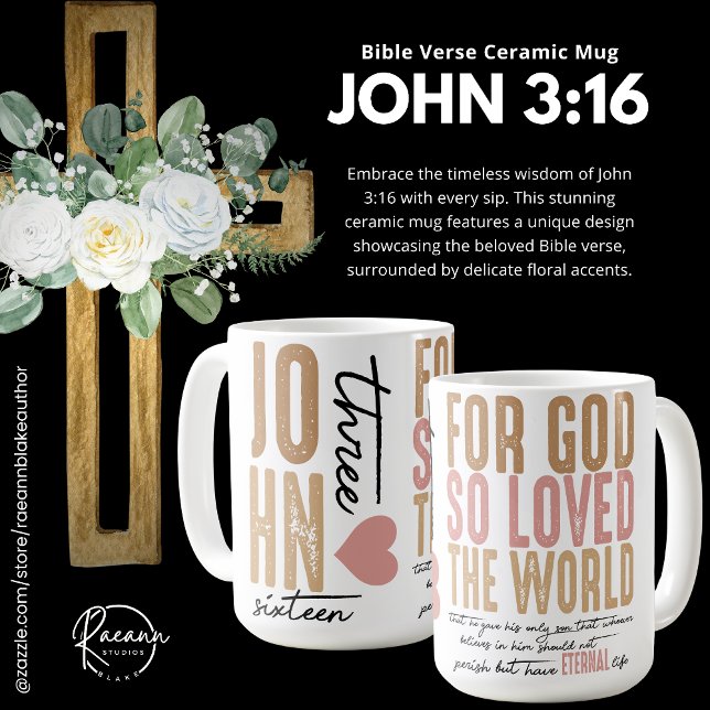 Café Caneca de Cerâmica Versículo Bíblico João 3:16 (Criador carregado)