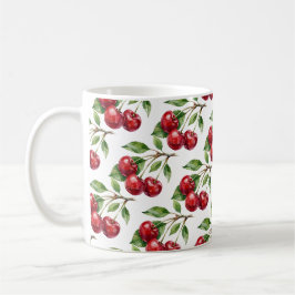 Café Caneca de cerejas em aquarela de colheita doce