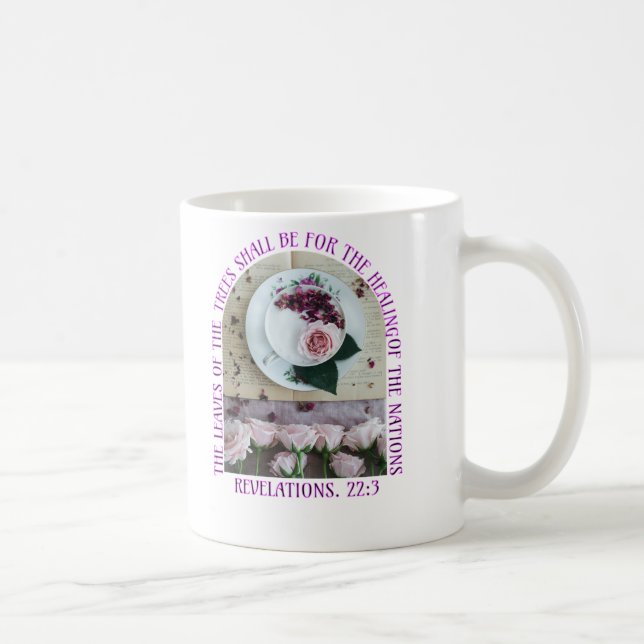 Café Caneca de Chá Cristã com Escritura de Cura (Direita)
