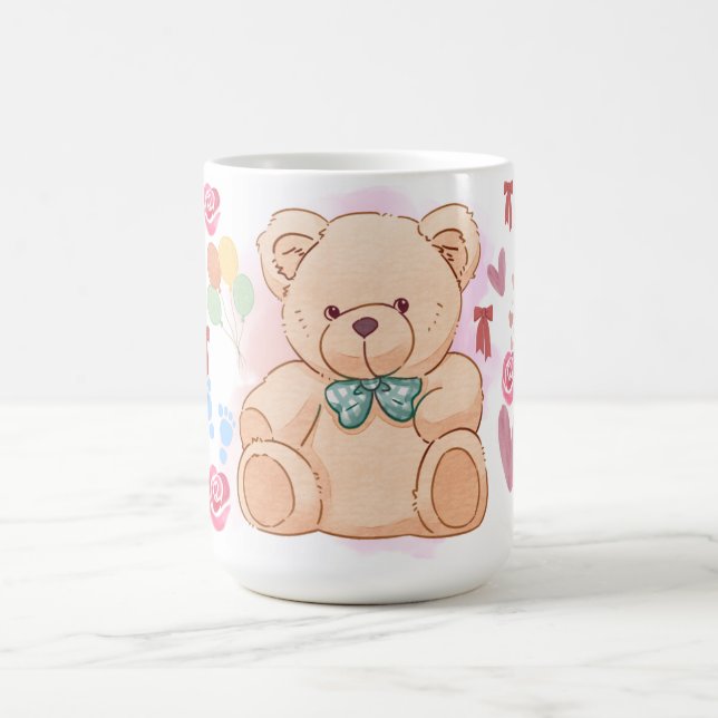 Café Caneca de Chá de Bebê Urso Teddy Fofo & Corações (Centro)