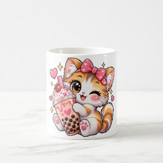 Café Caneca de Chá de Bolhas de Gatinho Kawaii Fofa