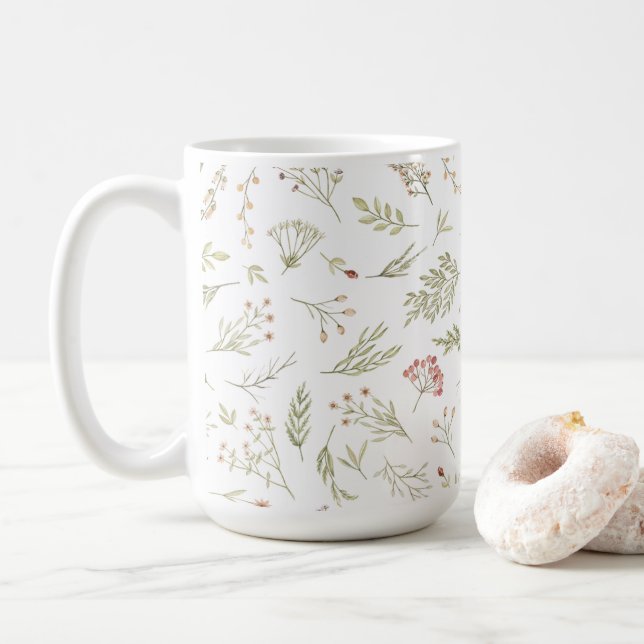 Café Caneca de chá primavera floral romântica (Com Donut)