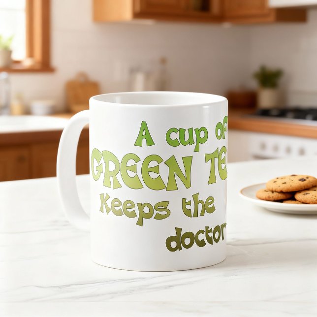 Café Caneca de chá verde - Ideia divertida para present (Green tea mug! 🍵)
