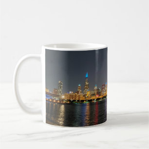 Café Caneca de Chicago Night Skyline