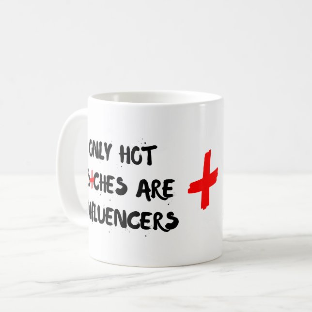 Café Caneca de Citação Engraçada de Influenciador Prese (Frente Esquerda)