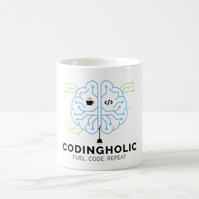 Café Caneca de Codificação Tech Brain para Programadore (Centro)