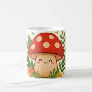 Café Caneca de Cogumelo Estético Fofo