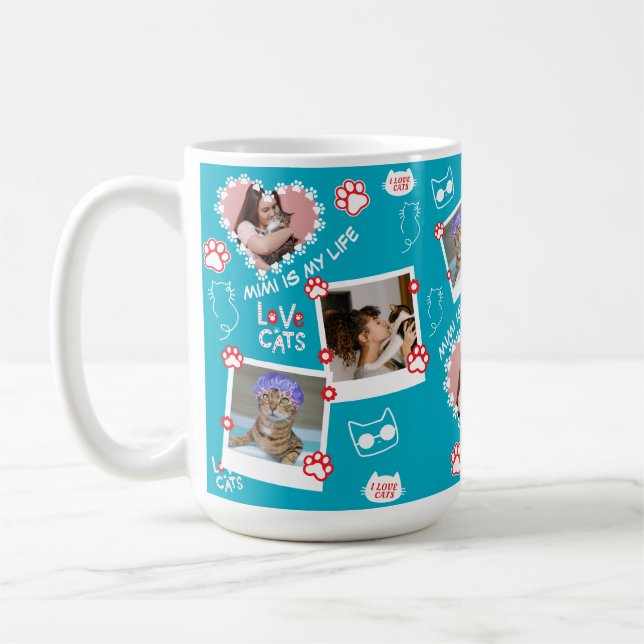 Café Caneca de colagem de foto de gato de estimação per (Esquerda)