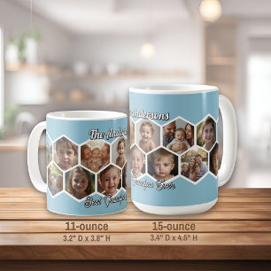 Café Caneca de Colagem de Fotos da Família Hexágono