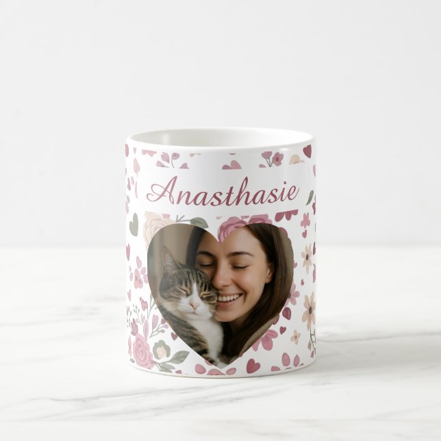 Café Caneca de Coração com Foto de Pet Personalizada Fl (Centro)