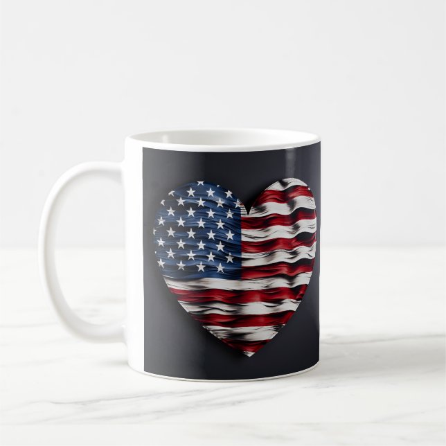 Café Caneca de coração da bandeira americana (Esquerda)